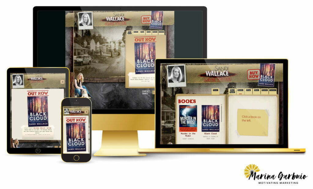 Showing screen captures of the Sandi Wallace website on 4 different Internet ready devices.